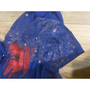 Blue Spider-Man Graphic Hoodie with bleach art